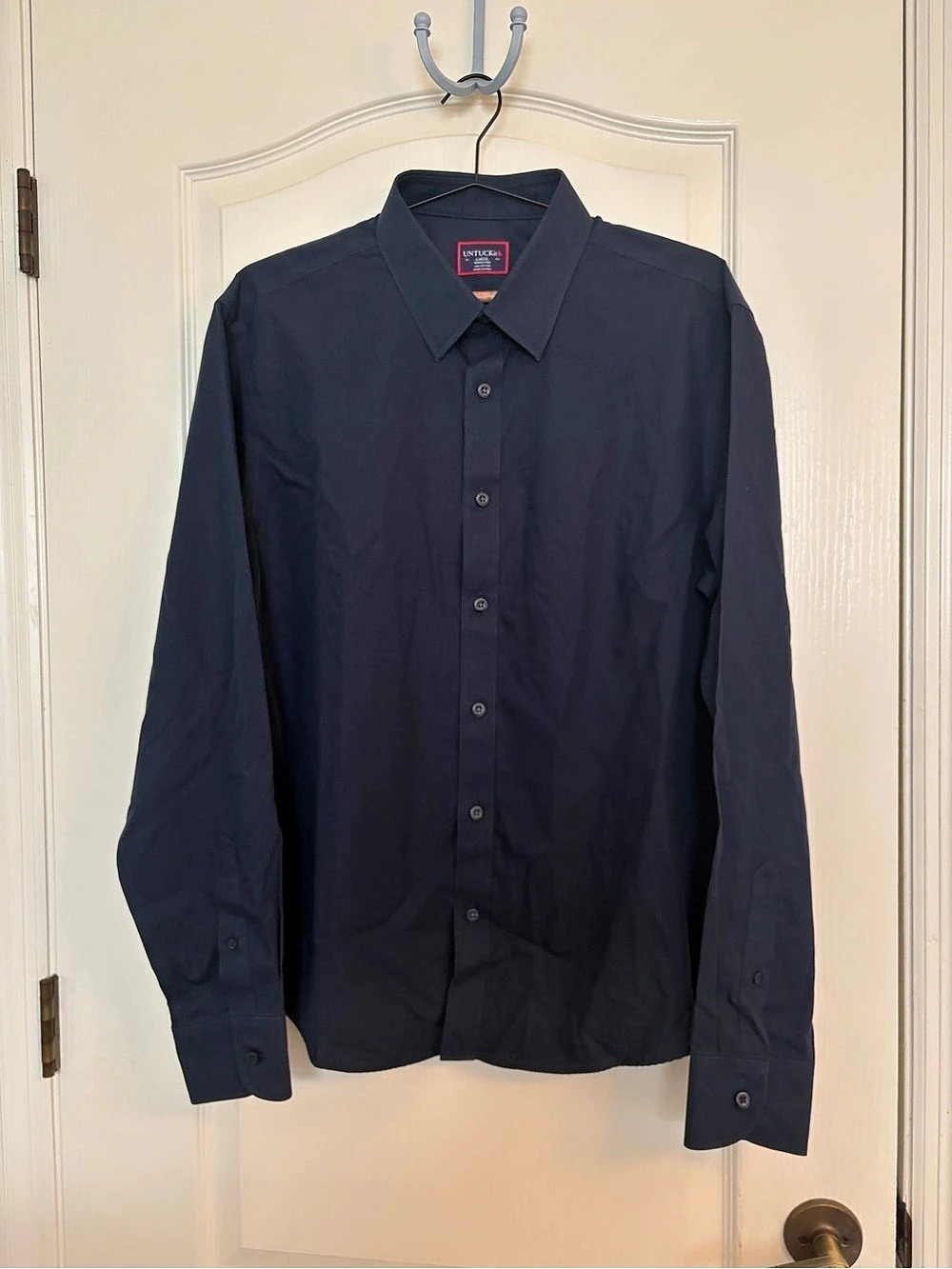 UNTUCKit "Castello" Wrinkle-Free Long Sleeve Shirt - Navy Blue Men's Size Large